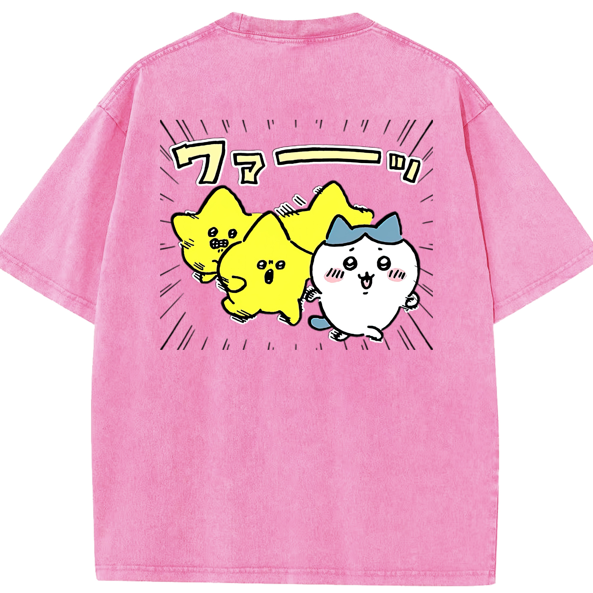 （画像用） ちいかわ 流れ星 Chii-kawa Shooting star 綿100% ヴィンテージ風 半袖Tシャツ（背面プリント）